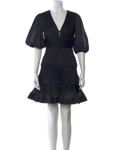 Pre-owned Zimmermann V-neck Mini Dress In Black