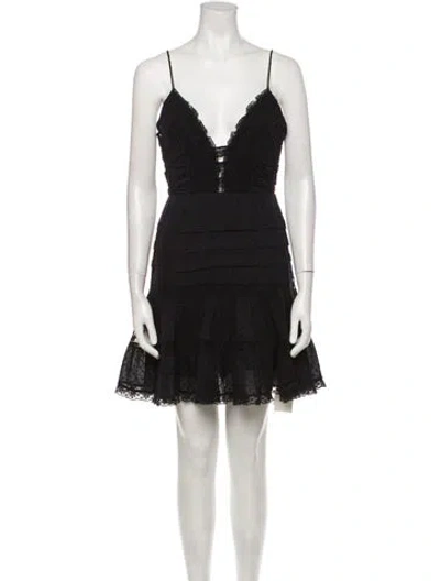 Pre-owned Zimmermann V-neck Mini Dress In Black