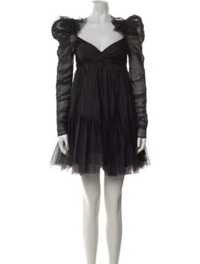 Pre-owned Zimmermann V-neck Mini Dress In Black