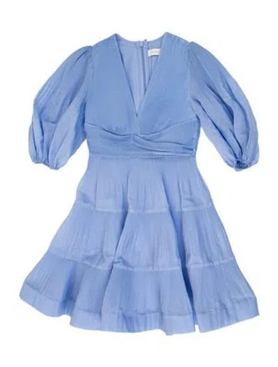 Pre-owned Zimmermann V-neck Mini Dress In Blue