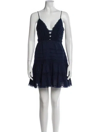 Pre-owned Zimmermann V-neck Mini Dress In Blue