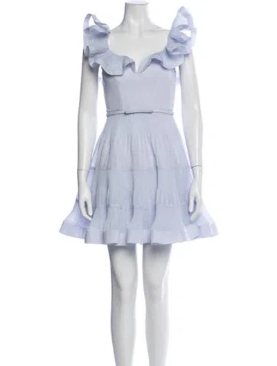 Pre-owned Zimmermann V-neck Mini Dress In Blue