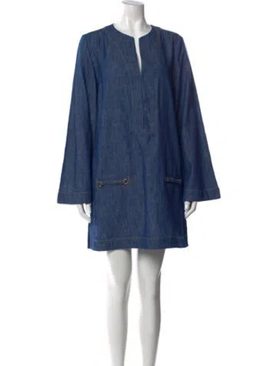 Pre-owned Zimmermann V-neck Mini Dress In Blue