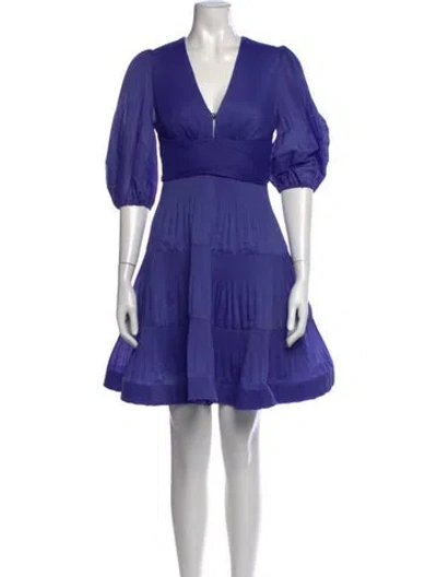 Pre-owned Zimmermann V-neck Mini Dress In Blue