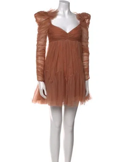 Pre-owned Zimmermann V-neck Mini Dress In Brown