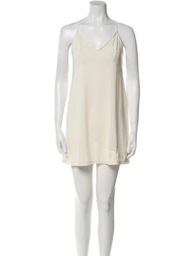 Pre-owned Zimmermann V-neck Mini Dress In Neutral