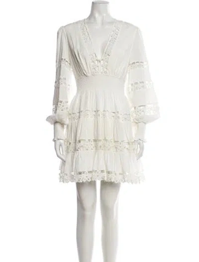Pre-owned Zimmermann V-neck Mini Dress In Neutral