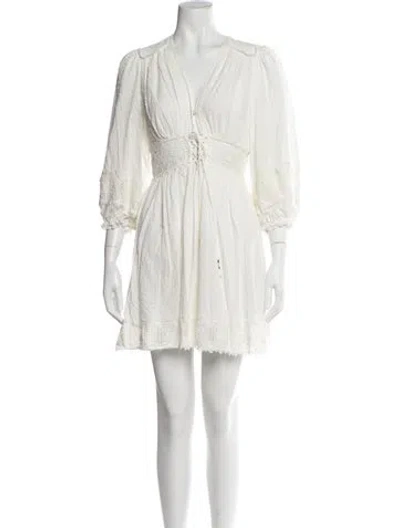 Pre-owned Zimmermann V-neck Mini Dress In Neutral