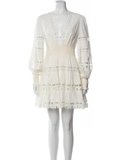 Pre-owned Zimmermann V-neck Mini Dress In Neutral