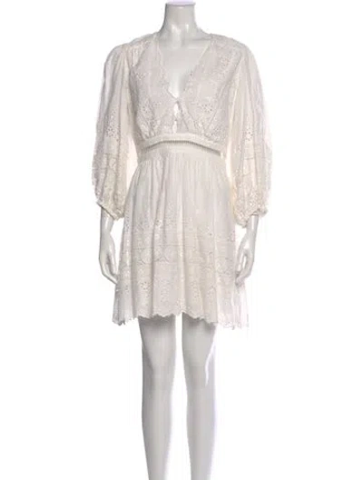 Pre-owned Zimmermann V-neck Mini Dress In Neutral