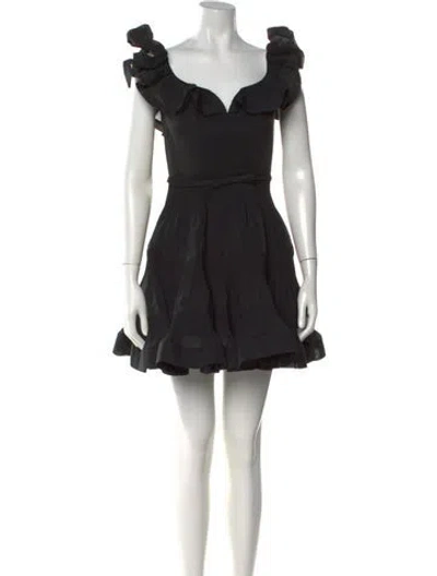 Pre-owned Zimmermann V-neck Mini Dress W/ Tags In Black