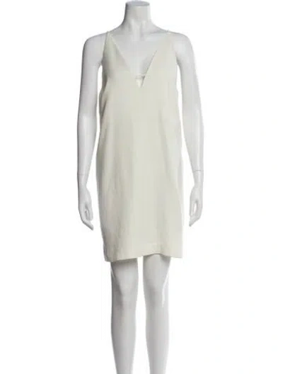 Pre-owned Zimmermann V-neck Mini Dress W/ Tags In Neutral