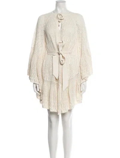 Pre-owned Zimmermann V-neck Mini Dress W/ Tags In Neutral