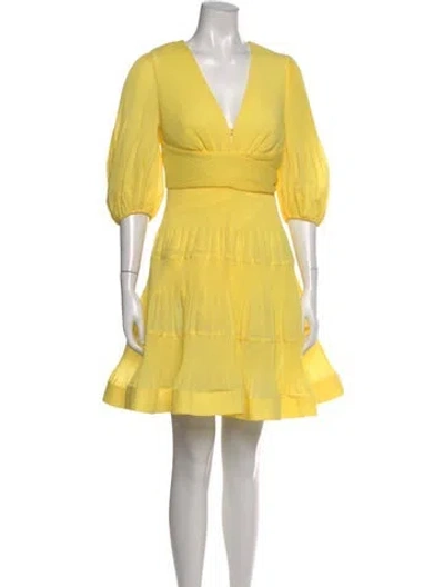 Pre-owned Zimmermann V-neck Mini Dress W/ Tags In Yellow