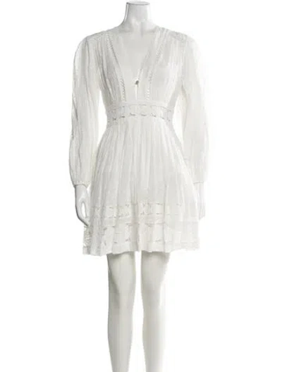 Pre-owned Zimmermann V-neck Mini Dress In White