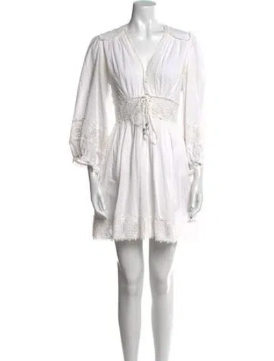 Pre-owned Zimmermann V-neck Mini Dress In White