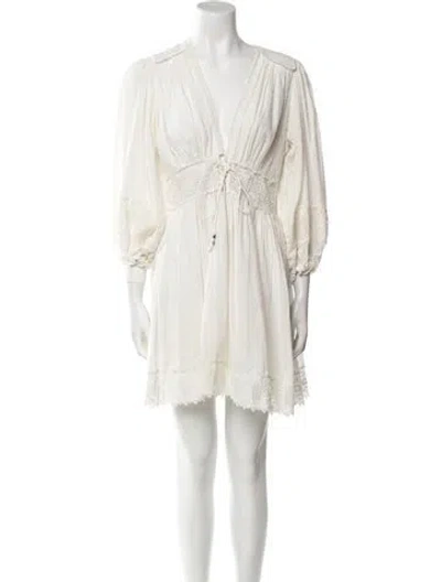 Pre-owned Zimmermann V-neck Mini Dress In White