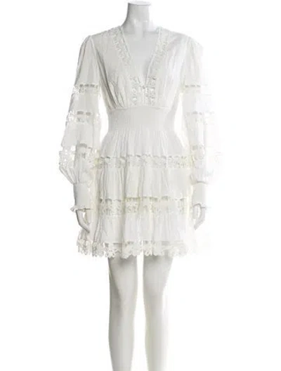 Pre-owned Zimmermann V-neck Mini Dress In White