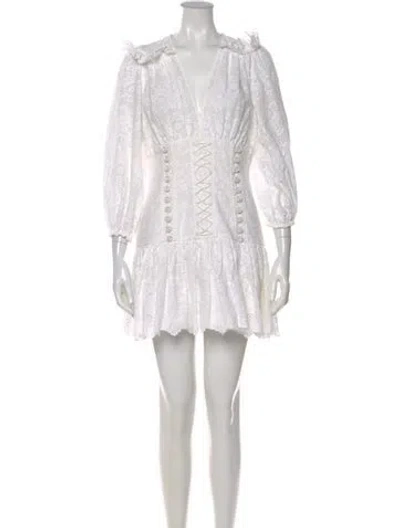 Pre-owned Zimmermann V-neck Mini Dress In White