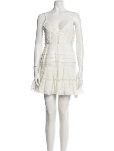 Pre-owned Zimmermann V-neck Mini Dress In White