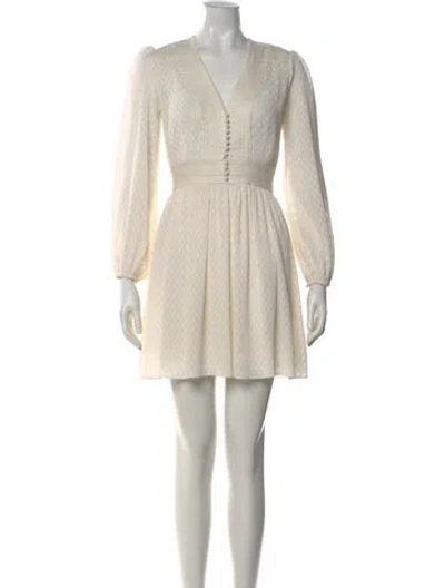 Pre-owned Zimmermann V-neck Plisse Mini Dress Mini Dress In Neutral