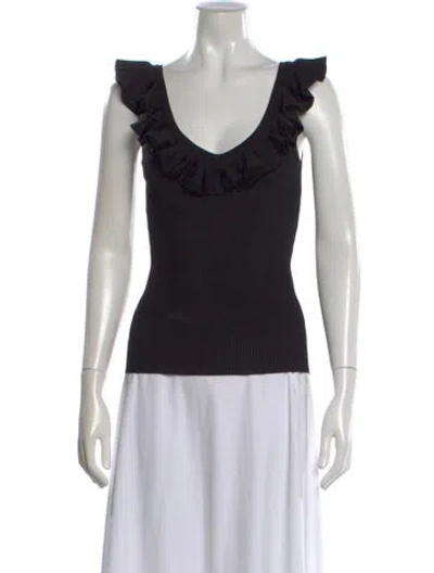 Pre-owned Zimmermann V-neck Sleeveless Top In Black