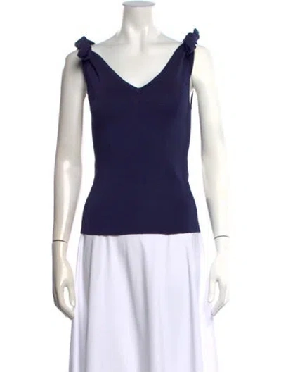 Pre-owned Zimmermann V-neck Sleeveless Top In Blue