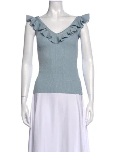 Pre-owned Zimmermann V-neck Sleeveless Top In Blue