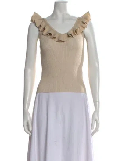 Pre-owned Zimmermann V-neck Sleeveless Top In Neutral