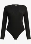 Zimmermann Black Viscose Elastane Long-sleeved Bodysuit In Black