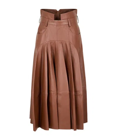 Zimmermann Waistband Midi Skirt In Brown