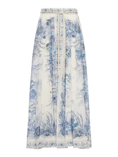 Zimmermann Wanderlust A-line Skirt In Blue