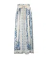 Zimmermann Wanderlust Belted Pleated Printed Cotton Maxi Skirt In Blue