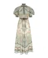 Zimmermann Womens Tapestry Teal Multi Wanderlust Billow Puffed-short-sleeves Silk Midi Dress In Multi