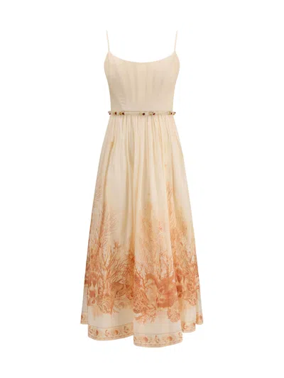 Zimmermann Wanderlust Corset Midi Dress Cream In Neutral