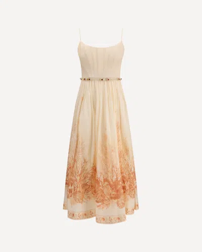 Zimmermann Wanderlust Corset Midi Dress In Pink