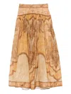 Zimmermann Wanderlust Gathered Printed Cotton-blend Maxi Skirt In Gold