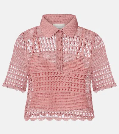 Zimmermann Wanderlust Crochet Cotton-blend Top In Pink