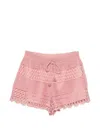 Zimmermann Wanderlust Crocheted Cotton-blend Shorts In Pink