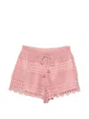 Zimmermann Wanderlust Crocheted Cotton-blend Shorts In Pink