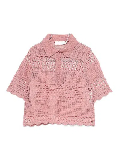 Zimmermann Wanderlust Sun Crocheted Cotton-blend Top In Brown