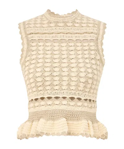 Zimmermann Wanderlust Crochet Tank In Neutral