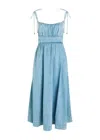 Zimmermann Wanderlust Denim Midi Picnic Dress In Blue