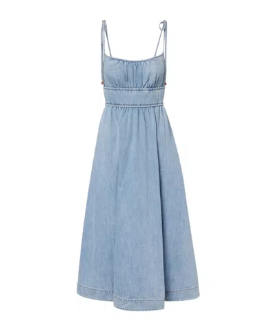 Zimmermann Wanderlust Denim Midi Skirt In Blue