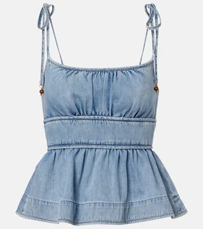 Zimmermann Wanderlust Denim Top In Blue