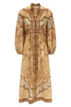 Zimmermann Wanderlust Multicolor Long Dress With V Neck And All-over Paisley Motif In Linen Woman In Multi