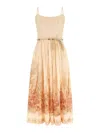 Zimmermann Wanderlust Corset Midi Dress In Coral Toile In Brown