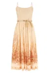 Zimmermann Wanderlust Corset Midi Dress In Coral Toile In Orange