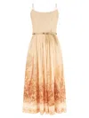 Zimmermann Wanderlust Corset Midi Dress In Coral Toile In Neutral