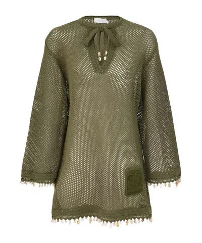 Zimmermann Wanderlust Embellished Tunic In Green